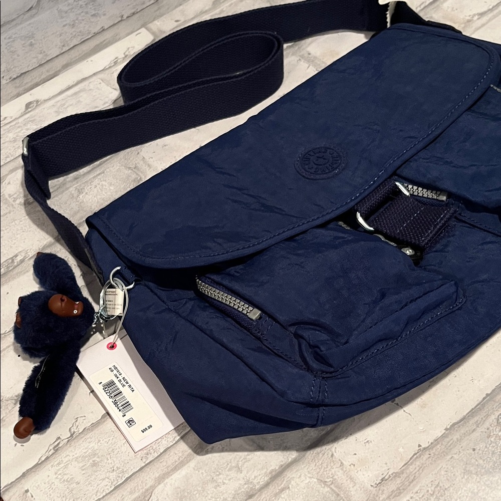 Kipling ape Dark Blue Messenger Bag hobo diaper lunch new Rita ink blue